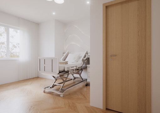 Chambre d&rsquo;h&ocirc;pital vide en 3D