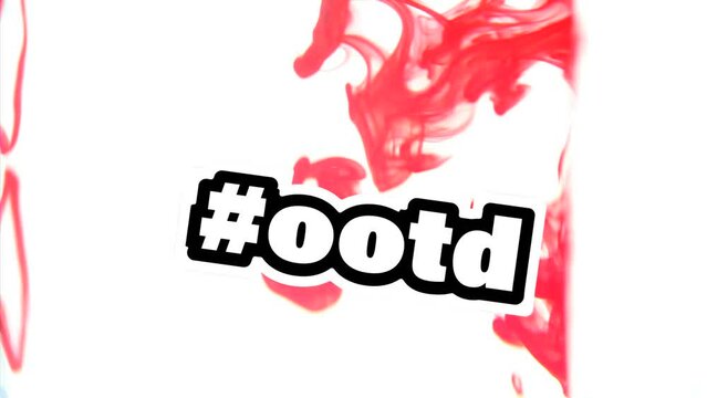 Animation of ootd text over pink smoke moving