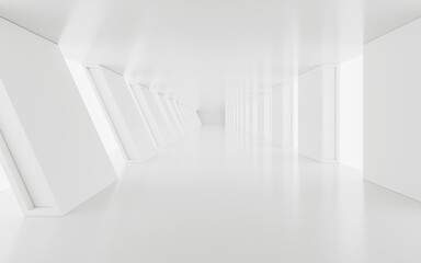 Obraz premium Empty white tunnel, 3d rendering.