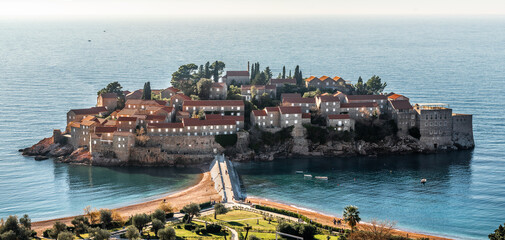 Sveti Stefan is a small islet and 5-star hotel resort on Adriatic coast of Montenegro near of...