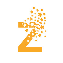The letter Z dissolves into a cloud of flowers