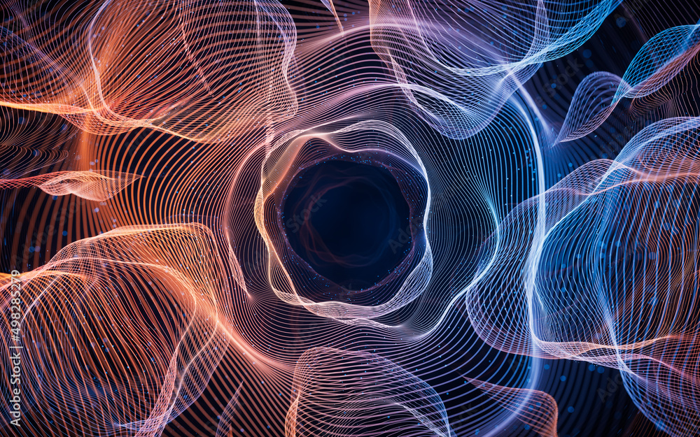 Poster flowing wave lines, curve pattern, 3d rendering.