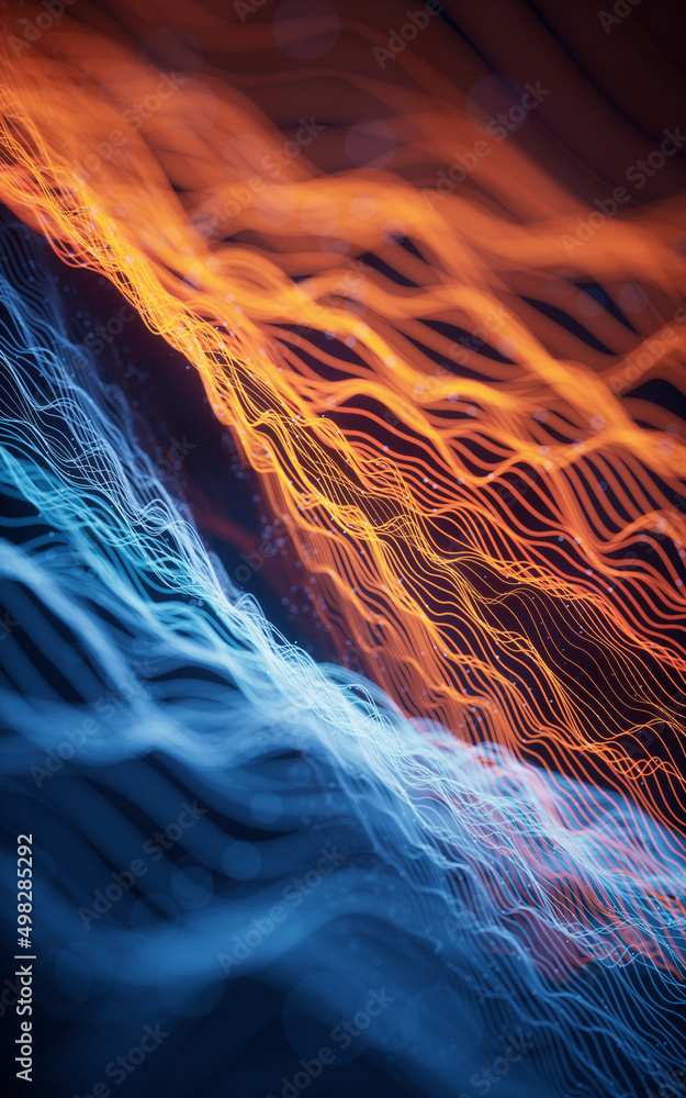 Poster flowing wave lines, curve pattern, 3d rendering.