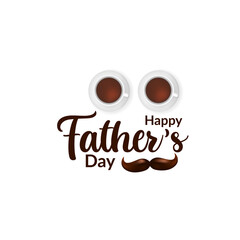 Happy father s day lettering greeting with mustache and cup of coffee illustration concept