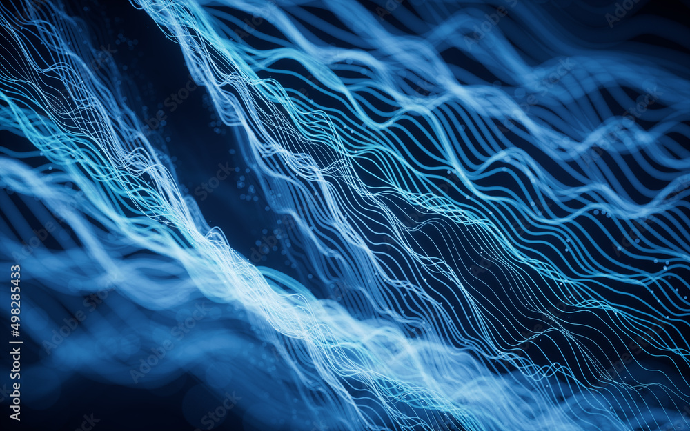 Poster flowing wave lines, curve pattern, 3d rendering.
