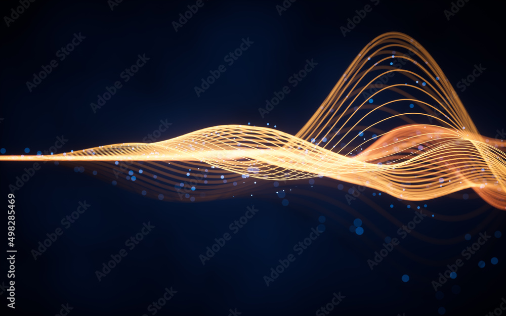 Poster flowing wave lines, curve pattern, 3d rendering.