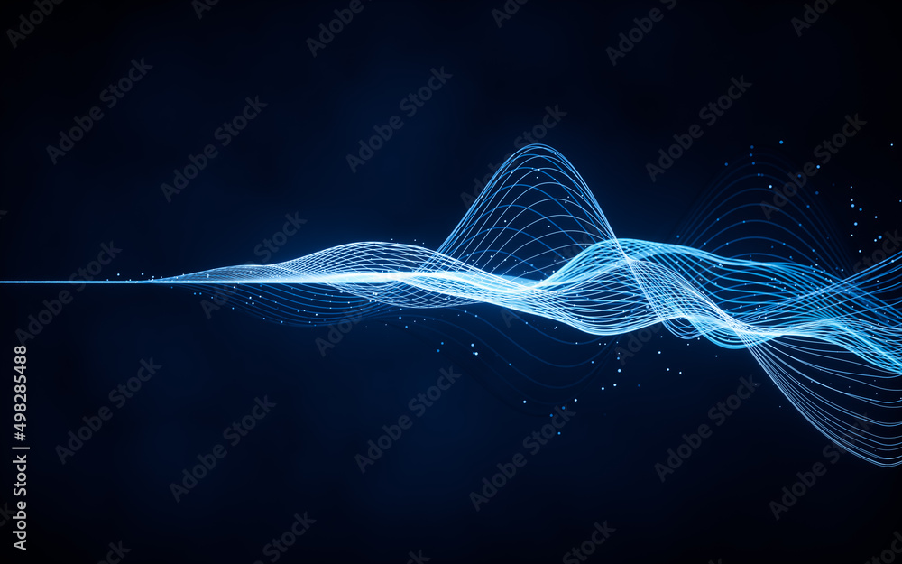 Poster flowing wave lines, curve pattern, 3d rendering.