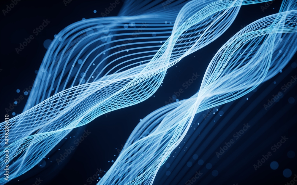 Poster flowing wave lines, curve pattern, 3d rendering.