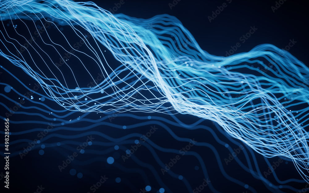 Poster flowing wave lines, curve pattern, 3d rendering.