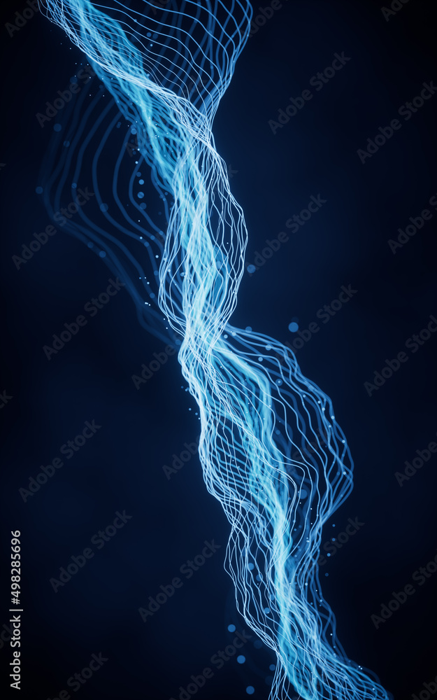 Poster flowing wave lines, curve pattern, 3d rendering.