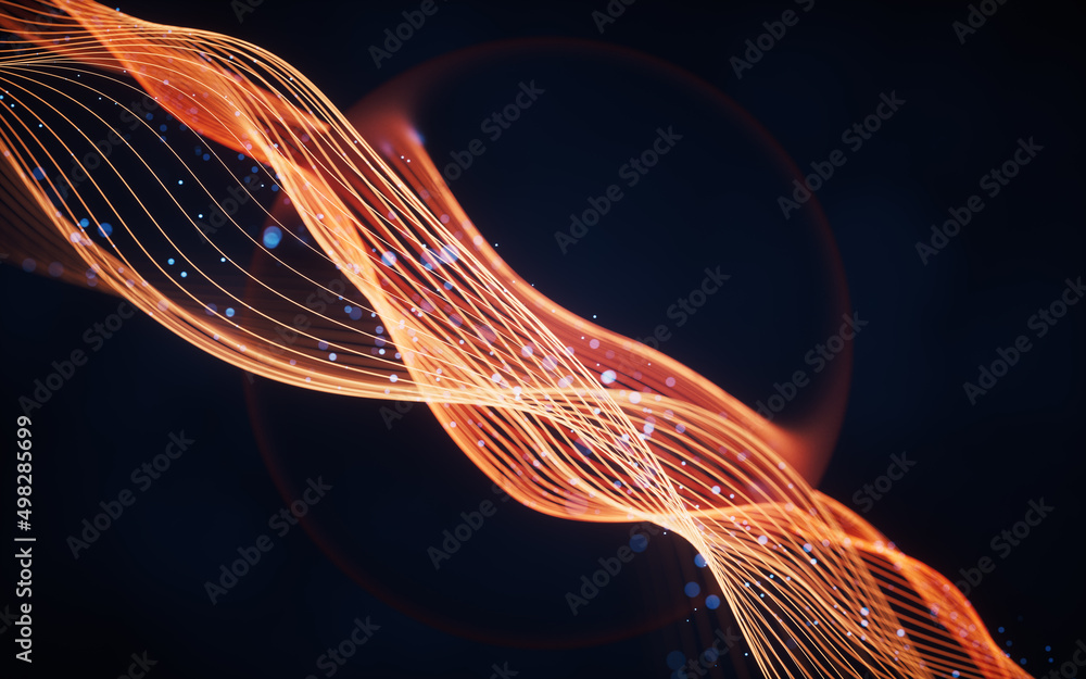 Poster flowing wave lines, curve pattern, 3d rendering.