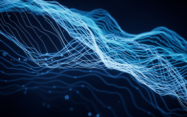 Flowing wave lines, curve pattern, 3d rendering.