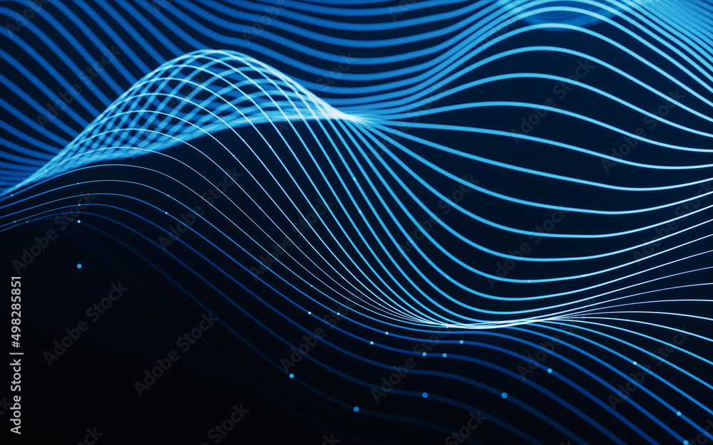Poster flowing wave lines, curve pattern, 3d rendering.