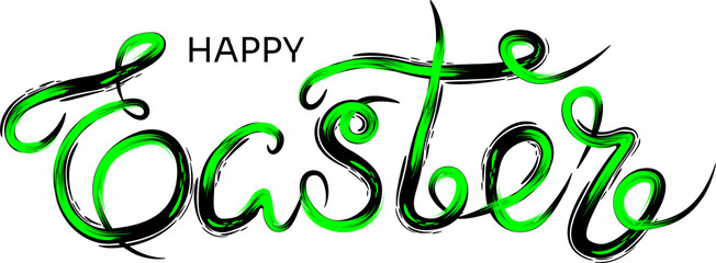 Happy Easter Day Lettering. Calligraphic text handwritten with paint ink brush.