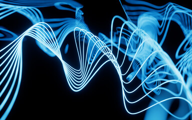Abstract neon curve background, 3d rendering.