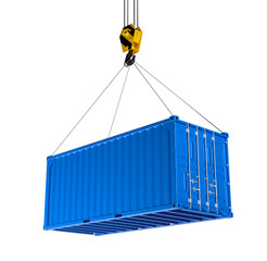 Blue building containers, cargo containers, residential containers. 3d render