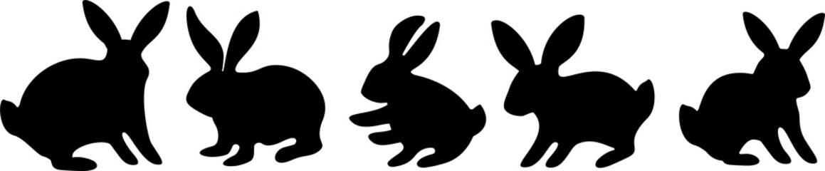 Easter cute rabbit silhouette. Vector cartoon illustration.
