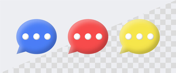 3d message chat speech bubble with three points in 3d modern dialogue bubbles or 3d bubble chat. typing in a chat bubble icon