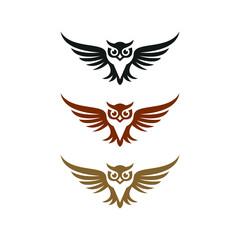 owl vector logo with three colors