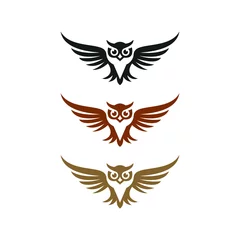 Printed roller blinds Owl Cartoons owl vector logo with three colors
