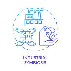 Industrial symbiosis blue gradient concept icon. Responsive production. Eco friendly manufacturing technology abstract idea thin line illustration. Isolated outline drawing. Myriad Pro-Bold font used