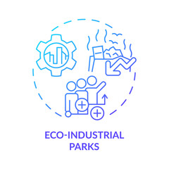 Eco-industrial parks blue gradient concept icon. Reducing pollution. Area of industrial ecology abstract idea thin line illustration. Isolated outline drawing. Myriad Pro-Bold font used