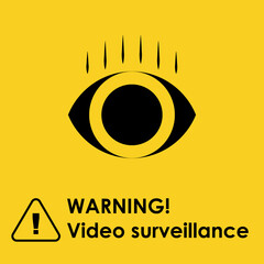 Fototapeta premium 24 hours video surveillance. Vector video surveillance sign with the inscription. Empty outline, flat style.