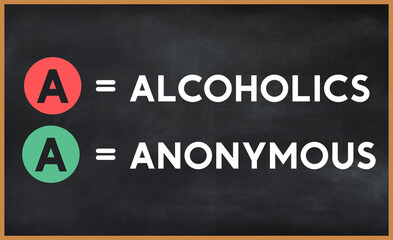 alcoholics anonymous (aa) on chalk board