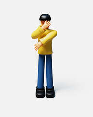 Digital web 3D character in yellow clothes