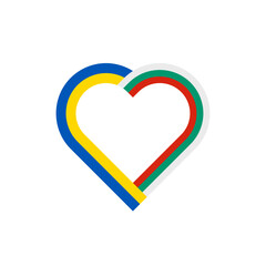 heart ribbon icon of ukraine and bulgaria flags. vector illustration isolated on white background