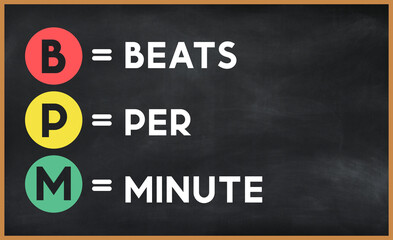 beats per minute (bpm) on chalk board