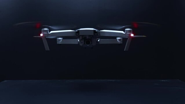 Drone spinning propellers taking off