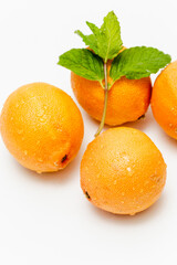 Fresh Citrus Fruit. Lemon, Orange, Mandarin, Grapefruit on Solid White Colored Background.
