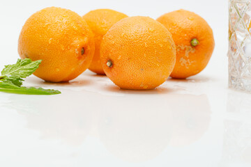 Fresh Citrus Fruit. Lemon, Orange, Mandarin, Grapefruit on Solid White Colored Background.
