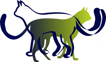 Silhouettes of two cats.