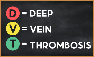deep vein thrombosis (dvt) on chalk board