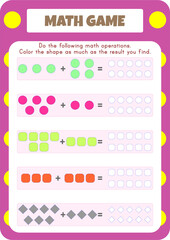 Addition exercises for preschool and kindergarten.