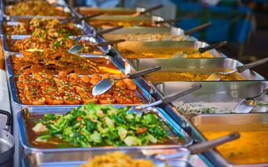 Flavor and spice galour. Shot of delicious food on display at a Thai street stall.