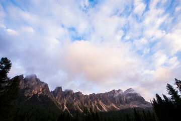 Sunset in Dolomites mountains, Alps, northern Italy