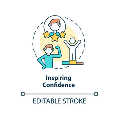 Inspiring confidence concept icon. Charismatic people characteristic abstract idea thin line illustration. Isolated outline drawing. Editable stroke. Arial, Myriad Pro-Bold fonts used