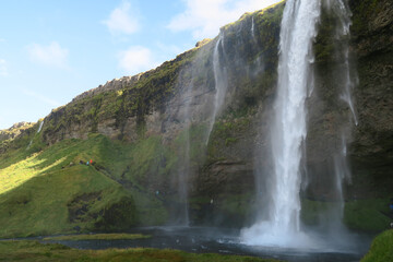 Huge waterfall in the nature of Iceland