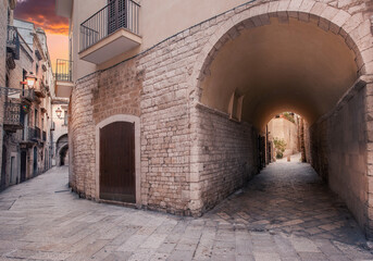 Fototapeta na wymiar Alleyway in old town of Bari, Puglia, South Italy