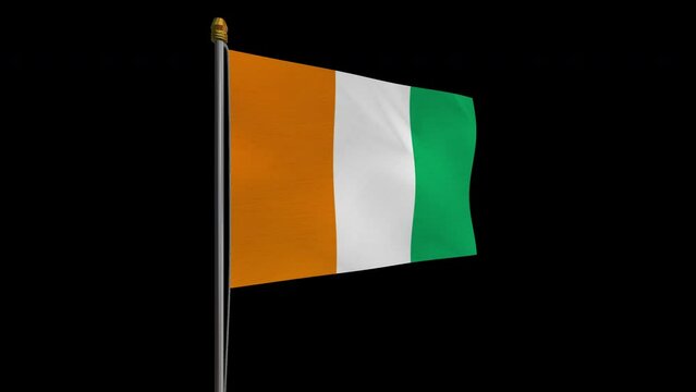 A_loop_video_of_the_Cote_d_Ivoire_flag_swaying_in_the_wind_from_the_left_perspective.