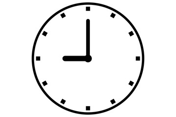 Black clock icon isolated on white background. Time icon