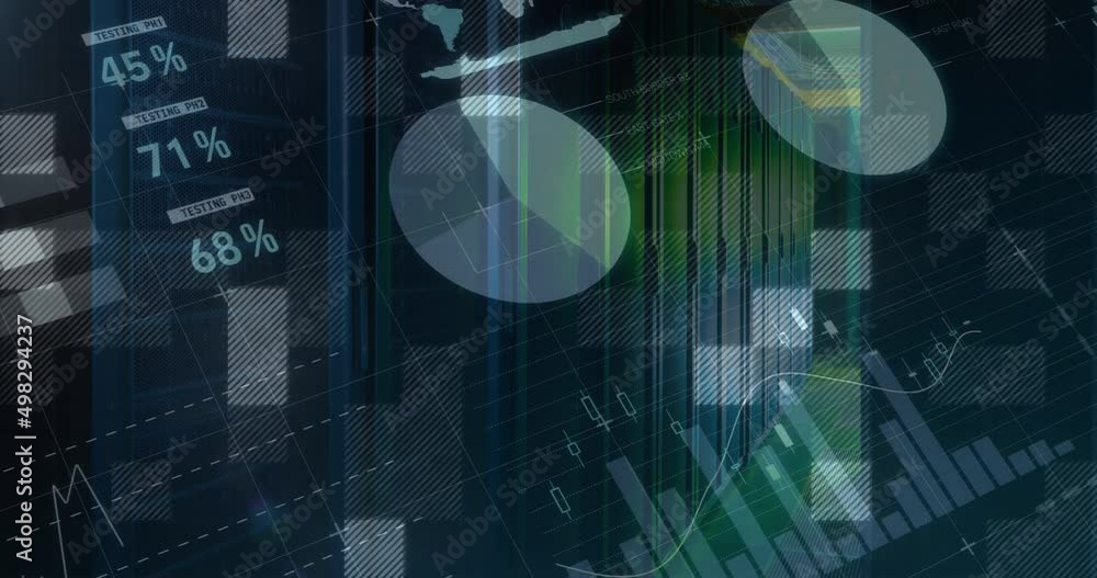 Aufkleber Animation of financial data processing over black background