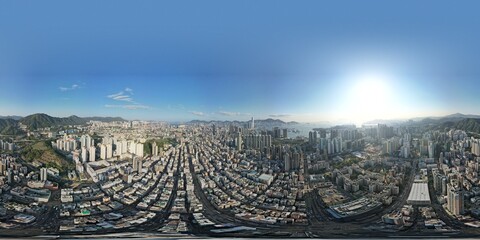 panorama view of old town area in  Hong Kong named Sham Shui Po in Kowloon area - 498294249