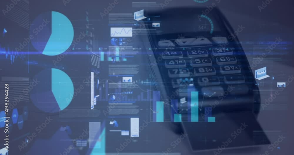 Poster animation of financial data processing over terminal