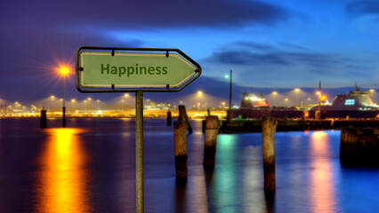 Fototapeta na wymiar Street Sign to Happiness
