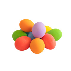 Colorful easter eggs on white background. Food decoration on holiday.