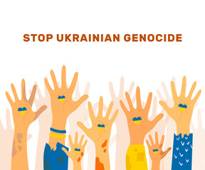 Concept against genocide in Ukraine. Cartoon style. Vector illustration. Isolated.
